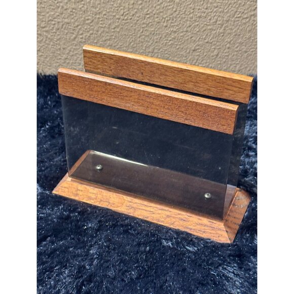 Vintage Wood & Acrylic Desk Organizer For Letters Or Files/ Napkins Holder - Picture 5 of 7